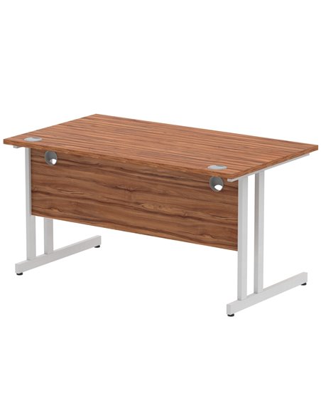 Dynamic Impulse 1400 x 800mm Straight Office Desk Walnut Top Silver Cantilever Leg I000328 - pic 75293 | FastDaddyshop