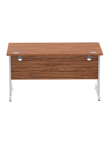 Dynamic Impulse 1400 x 800mm Straight Office Desk Walnut Top Silver Cantilever Leg I000328