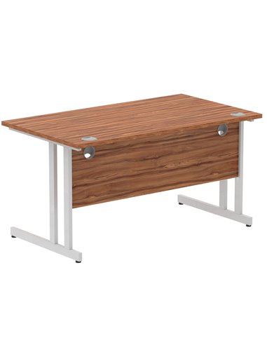 Dynamic Impulse 1400 x 800mm Straight Office Desk Walnut Top Silver Cantilever Leg I000328