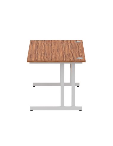 Dynamic Impulse 1400 x 800mm Straight Office Desk Walnut Top Silver Cantilever Leg I000328