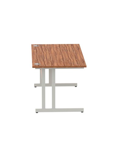 Dynamic Impulse 1600 x 800mm Straight Office Desk Walnut Top Silver Cantilever Leg I000329