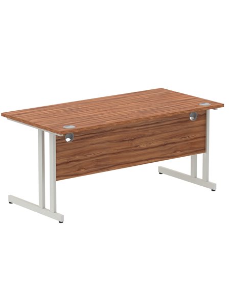 Dynamic Impulse 1600 x 800mm Straight Office Desk Walnut Top Silver Cantilever Leg I000329 - pic 75303 | FastDaddyshop