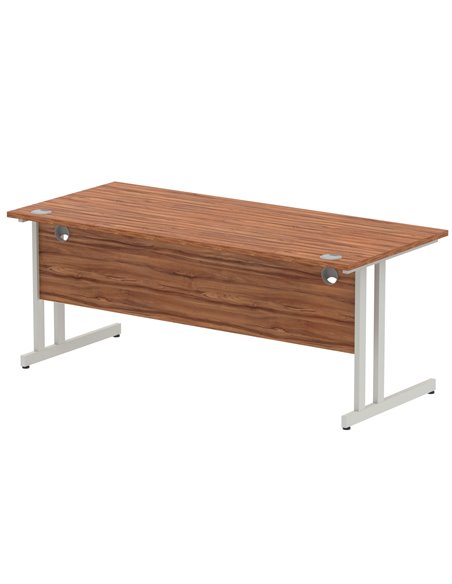Dynamic Impulse 1800 x 800mm Straight Office Desk Walnut Top Silver Cantilever Leg I000330 - pic 75309 | FastDaddyshop