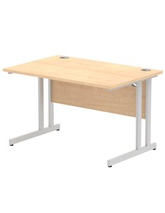 Dynamic Impulse 1200 x 800mm Straight Office Desk Maple Top Silver Cantilever Leg I000349