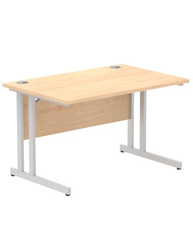 Dynamic Impulse 1200 x 800mm Straight Office Desk Maple Top Silver Cantilever Leg I000349