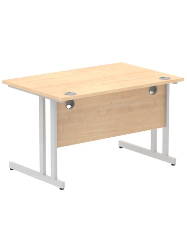 Dynamic Impulse 1200 x 800mm Straight Office Desk Maple Top Silver Cantilever Leg I000349