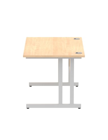 Dynamic Impulse 1200 x 800mm Straight Office Desk Maple Top Silver Cantilever Leg I000349