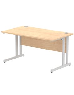 Dynamic Impulse 1400 x 800mm Straight Office Desk Maple Top Silver Cantilever Leg I000350