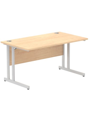 Dynamic Impulse 1400 x 800mm Straight Office Desk Maple Top Silver Cantilever Leg I000350