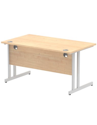 Dynamic Impulse 1400 x 800mm Straight Office Desk Maple Top Silver Cantilever Leg I000350