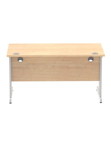 Dynamic Impulse 1400 x 800mm Straight Office Desk Maple Top Silver Cantilever Leg I000350