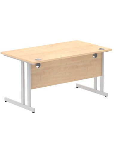 Dynamic Impulse 1400 x 800mm Straight Office Desk Maple Top Silver Cantilever Leg I000350