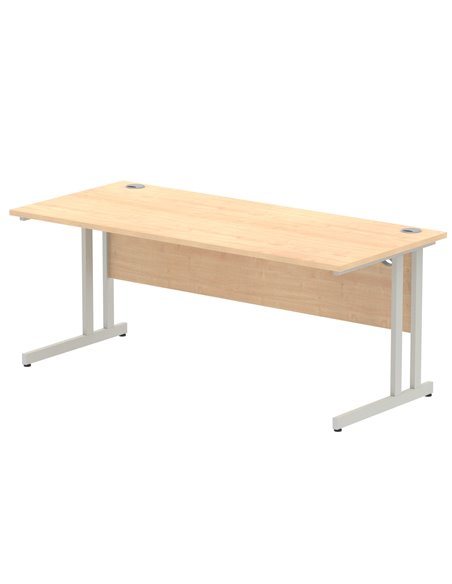 Dynamic Impulse 1800 x 800mm Straight Office Desk Maple Top Silver Cantilever Leg I000352 - pic 75337 | FastDaddyshop