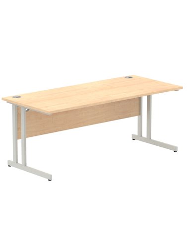 Dynamic Impulse 1800 x 800mm Straight Office Desk Maple Top Silver Cantilever Leg I000352