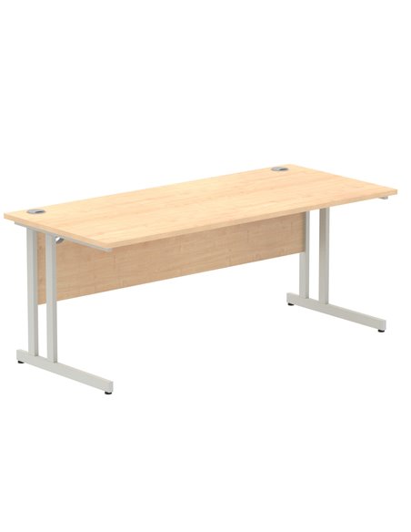 Dynamic Impulse 1800 x 800mm Straight Office Desk Maple Top Silver Cantilever Leg I000352 - pic 75339 | FastDaddyshop