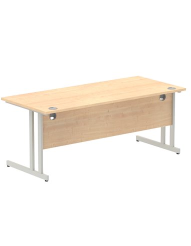 Dynamic Impulse 1800 x 800mm Straight Office Desk Maple Top Silver Cantilever Leg I000352