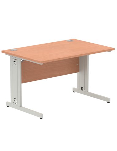 Dynamic Impulse 1200 x 800mm Straight Office Desk Beech Top Silver Cable Managed Leg I000459