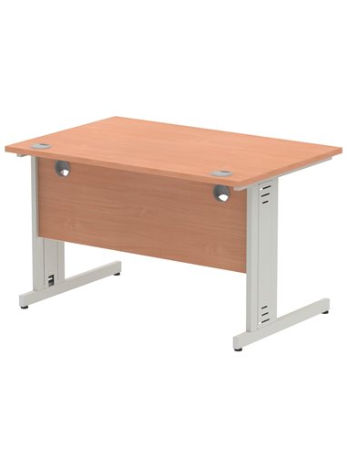 Dynamic Impulse 1200 x 800mm Straight Office Desk Beech Top Silver Cable Managed Leg I000459
