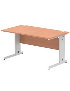 Dynamic Impulse 1400 x 800mm Straight Office Desk Beech Top Silver Cable Managed Leg I000460