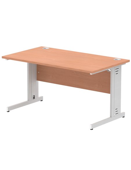 Dynamic Impulse 1400 x 800mm Straight Office Desk Beech Top Silver Cable Managed Leg I000460 - pic 75369 | FastDaddyshop