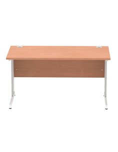 Dynamic Impulse 1400 x 800mm Straight Office Desk Beech Top Silver Cable Managed Leg I000460 2
