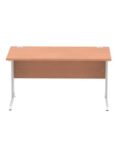 Dynamic Impulse 1400 x 800mm Straight Office Desk Beech Top Silver Cable Managed Leg I000460