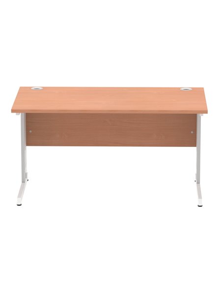 Dynamic Impulse 1400 x 800mm Straight Office Desk Beech Top Silver Cable Managed Leg I000460 - pic 75370 | FastDaddyshop
