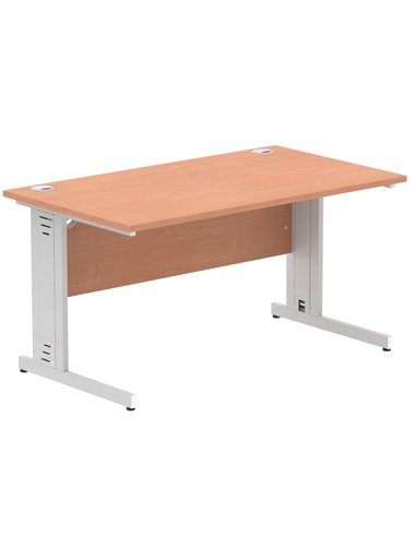 Dynamic Impulse 1400 x 800mm Straight Office Desk Beech Top Silver Cable Managed Leg I000460