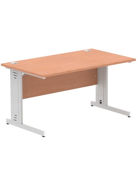 Dynamic Impulse 1400 x 800mm Straight Office Desk Beech Top Silver Cable Managed Leg I000460 - pic 75371 | FastDaddyshop