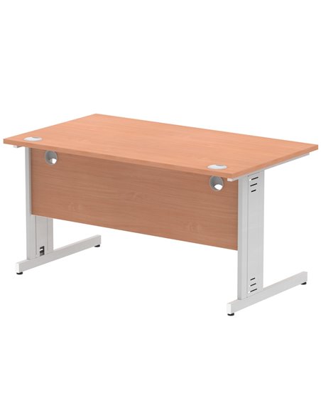 Dynamic Impulse 1400 x 800mm Straight Office Desk Beech Top Silver Cable Managed Leg I000460 - pic 75373 | FastDaddyshop