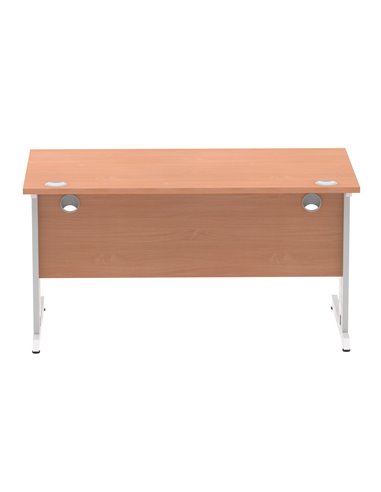 Dynamic Impulse 1400 x 800mm Straight Office Desk Beech Top Silver Cable Managed Leg I000460
