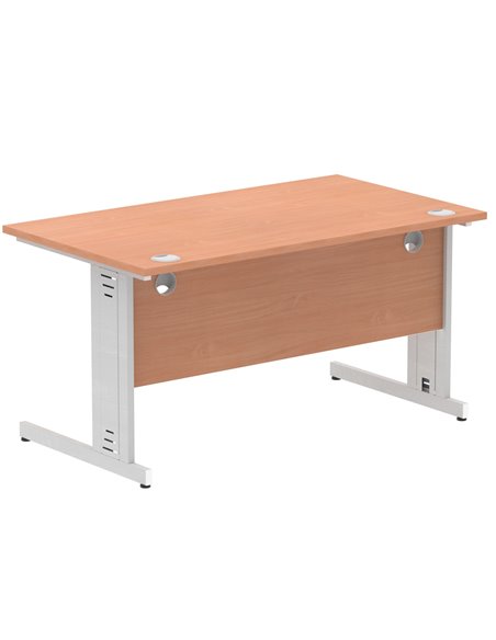 Dynamic Impulse 1400 x 800mm Straight Office Desk Beech Top Silver Cable Managed Leg I000460 - pic 75375 | FastDaddyshop