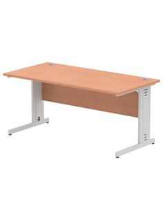 Dynamic Impulse 1600 x 800mm Straight Office Desk Beech Top Silver Cable Managed Leg I000461