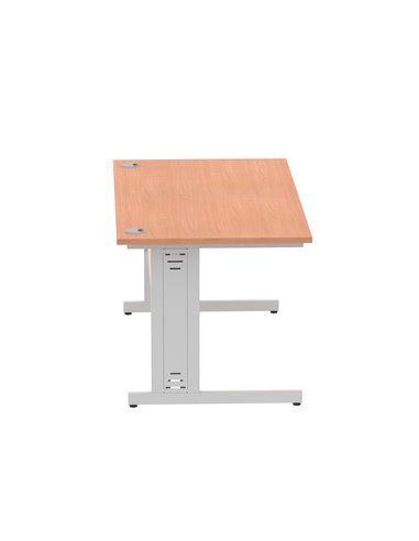 Dynamic Impulse 1600 x 800mm Straight Office Desk Beech Top Silver Cable Managed Leg I000461