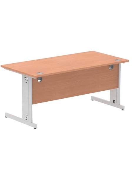 Dynamic Impulse 1600 x 800mm Straight Office Desk Beech Top Silver Cable Managed Leg I000461 - pic 75383 | FastDaddyshop