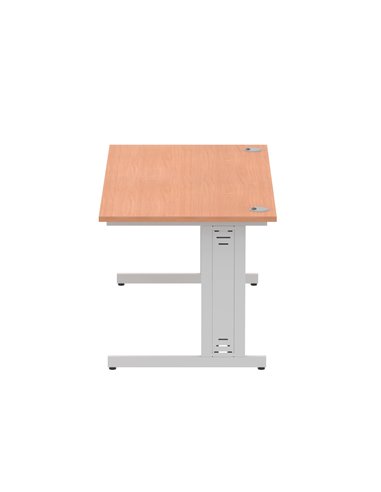 Dynamic Impulse 1600 x 800mm Straight Office Desk Beech Top Silver Cable Managed Leg I000461