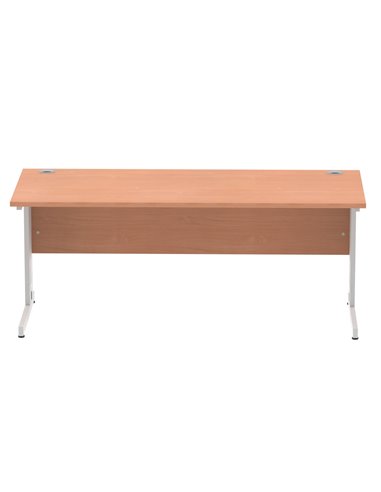 Dynamic Impulse 1800 x 800mm Straight Office Desk Beech Top Silver Cable Managed Leg I000462