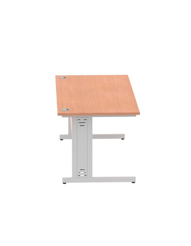 Dynamic Impulse 1800 x 800mm Straight Office Desk Beech Top Silver Cable Managed Leg I000462