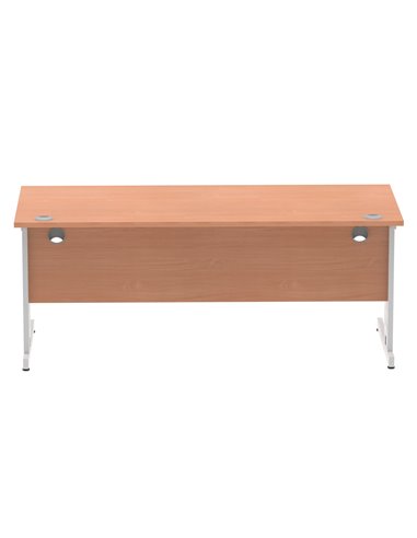 Dynamic Impulse 1800 x 800mm Straight Office Desk Beech Top Silver Cable Managed Leg I000462