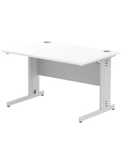 Dynamic Impulse 1200 x 800mm Straight Office Desk White Top Silver Cable Managed Leg I000478