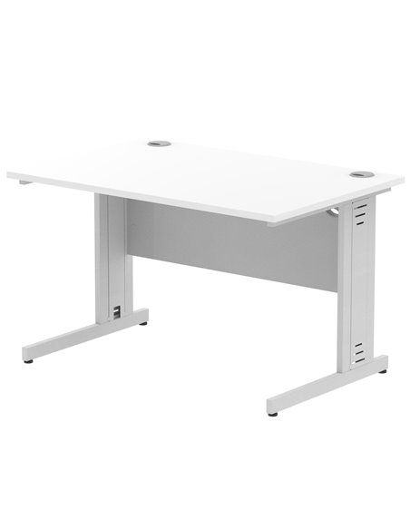 Dynamic Impulse 1200 x 800mm Straight Office Desk White Top Silver Cable Managed Leg I000478 - pic 75393 | FastDaddyshop