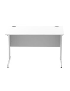 Dynamic Impulse 1200 x 800mm Straight Office Desk White Top Silver Cable Managed Leg I000478 2