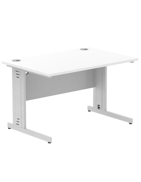 Dynamic Impulse 1200 x 800mm Straight Office Desk White Top Silver Cable Managed Leg I000478 - pic 75395 | FastDaddyshop