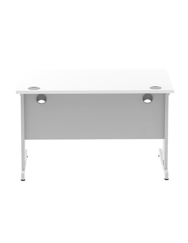 Dynamic Impulse 1200 x 800mm Straight Office Desk White Top Silver Cable Managed Leg I000478