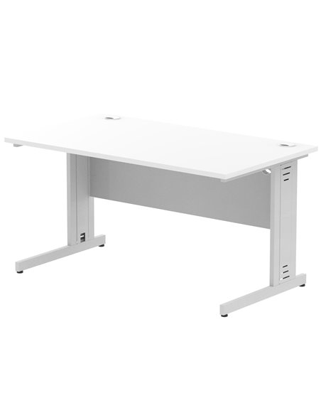 Dynamic Impulse 1400 x 800mm Straight Office Desk White Top Silver Cable Managed Leg I000479 - pic 75401 | FastDaddyshop