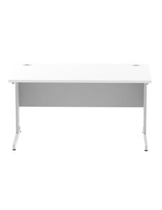 Dynamic Impulse 1400 x 800mm Straight Office Desk White Top Silver Cable Managed Leg I000479 2