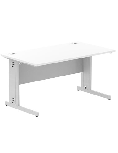 Dynamic Impulse 1400 x 800mm Straight Office Desk White Top Silver Cable Managed Leg I000479