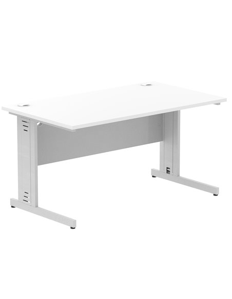 Dynamic Impulse 1400 x 800mm Straight Office Desk White Top Silver Cable Managed Leg I000479 - pic 75403 | FastDaddyshop