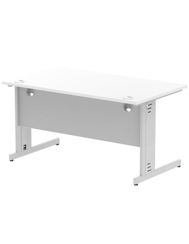 Dynamic Impulse 1400 x 800mm Straight Office Desk White Top Silver Cable Managed Leg I000479