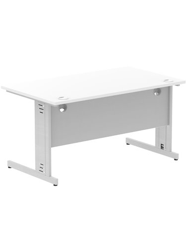 Dynamic Impulse 1400 x 800mm Straight Office Desk White Top Silver Cable Managed Leg I000479